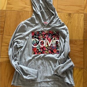 Calvin Klein Gray Hoodie with Red Trim
